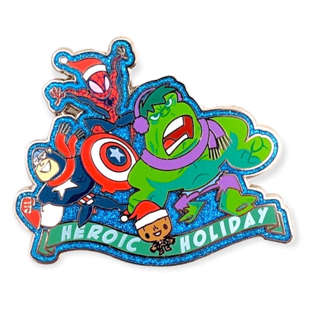 Marvel Disney Pin Heroic Holiday Captain America Hulk Spider Man Groot 25$